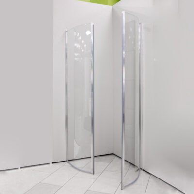 Tuš kabina polukružna, otvaranje unutra/van (dvokrilna vrata), prozirno staklo visina 195 cm - Image 2