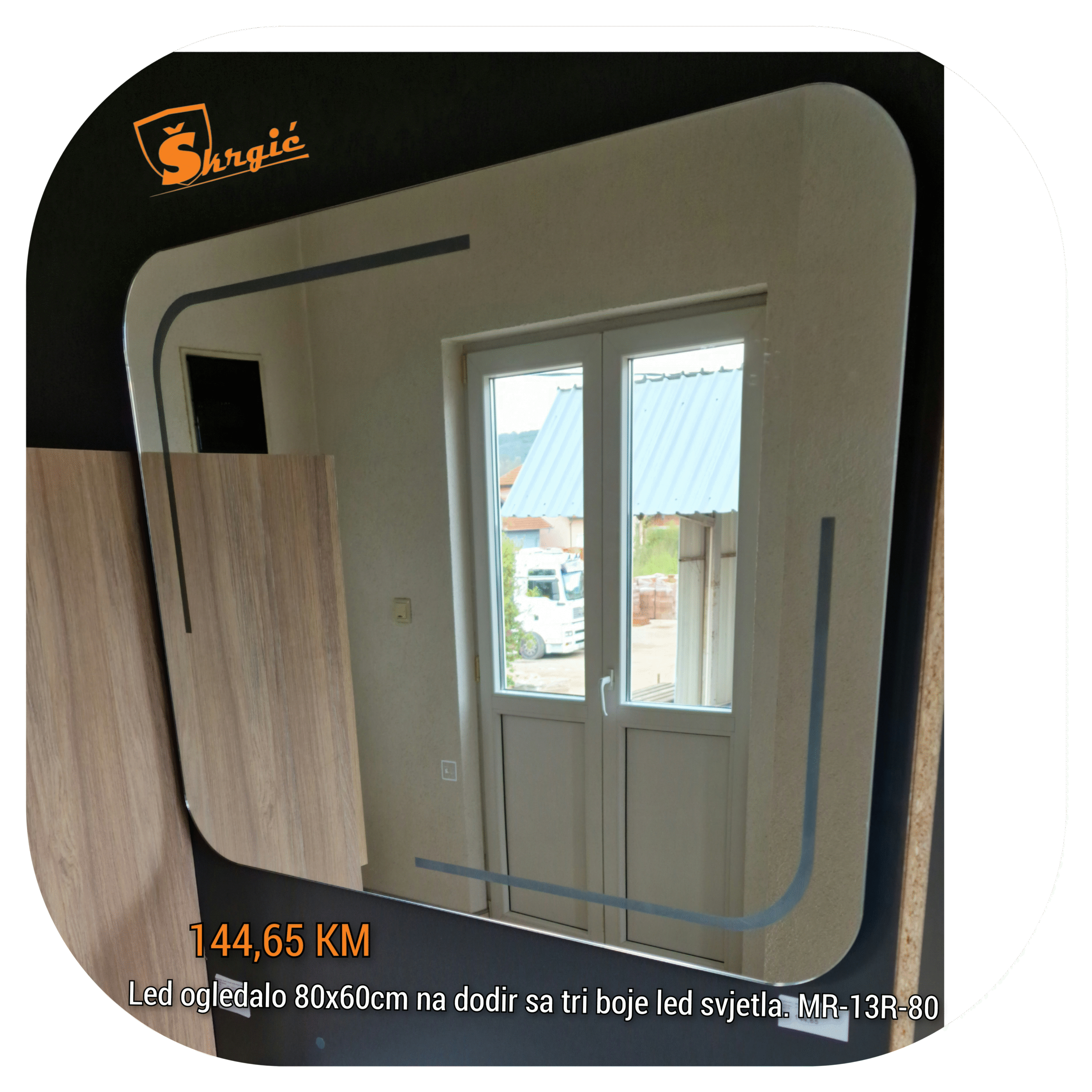 Ogledalo led 80x60 MR-13R-80 touch prekidač, tri boje svjetla Morton Škrgić