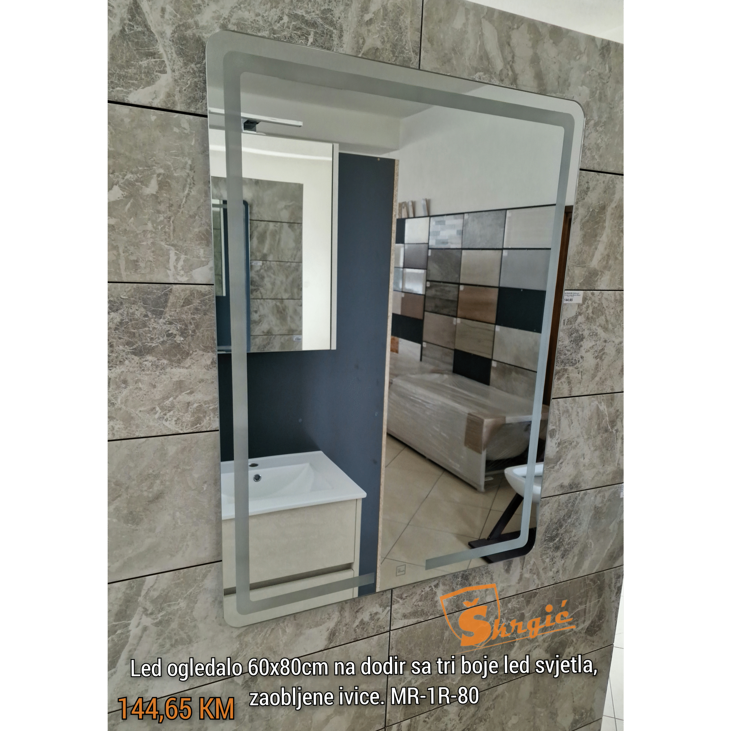 Ogledalo led 80x60 MR-1R-80 touch prekidač, tri boje svjetla Morton Škrgić